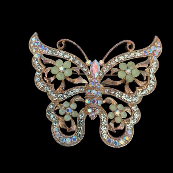 Vontage Butterfly Brooch with Crystal Accents - Picture 3 of 5